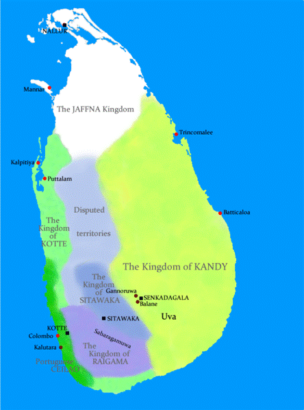 Государства на острове Шри-Ланка
в 17 веке.