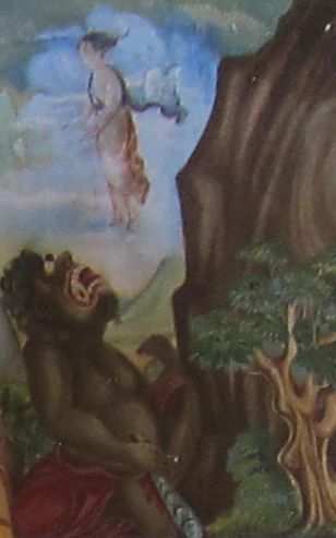 Ракшасы  (демоны-людоеды на осрове Шри-Ланка) и буддийский миссионер. Современная  живопись Шри-Ланки. Фото ЛИмарева В.Н.