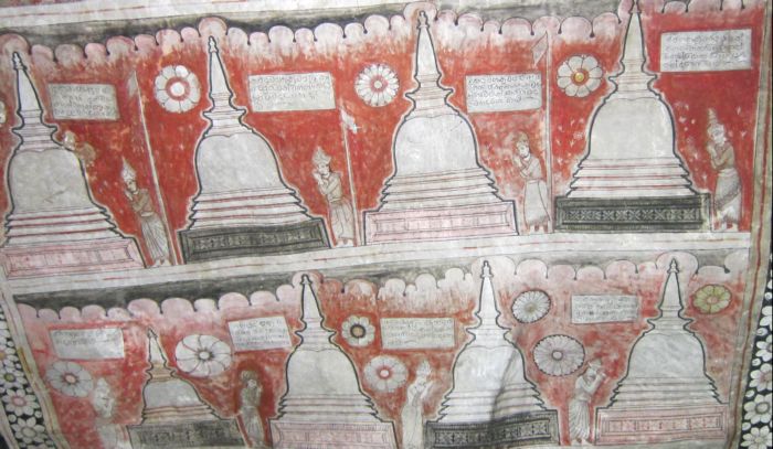 Буддисты у ступы. (средневековая живопись) Джамбула. Шри-Ланка. Фото Лимарева В.Н.