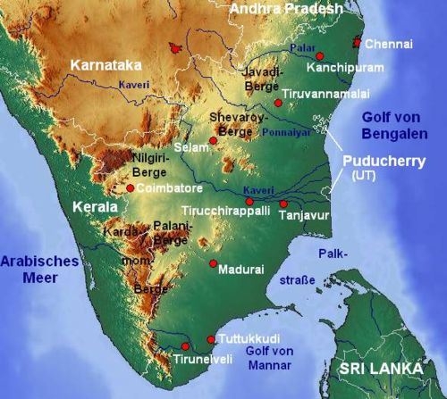 Южная оконечность Индии. (карта) 